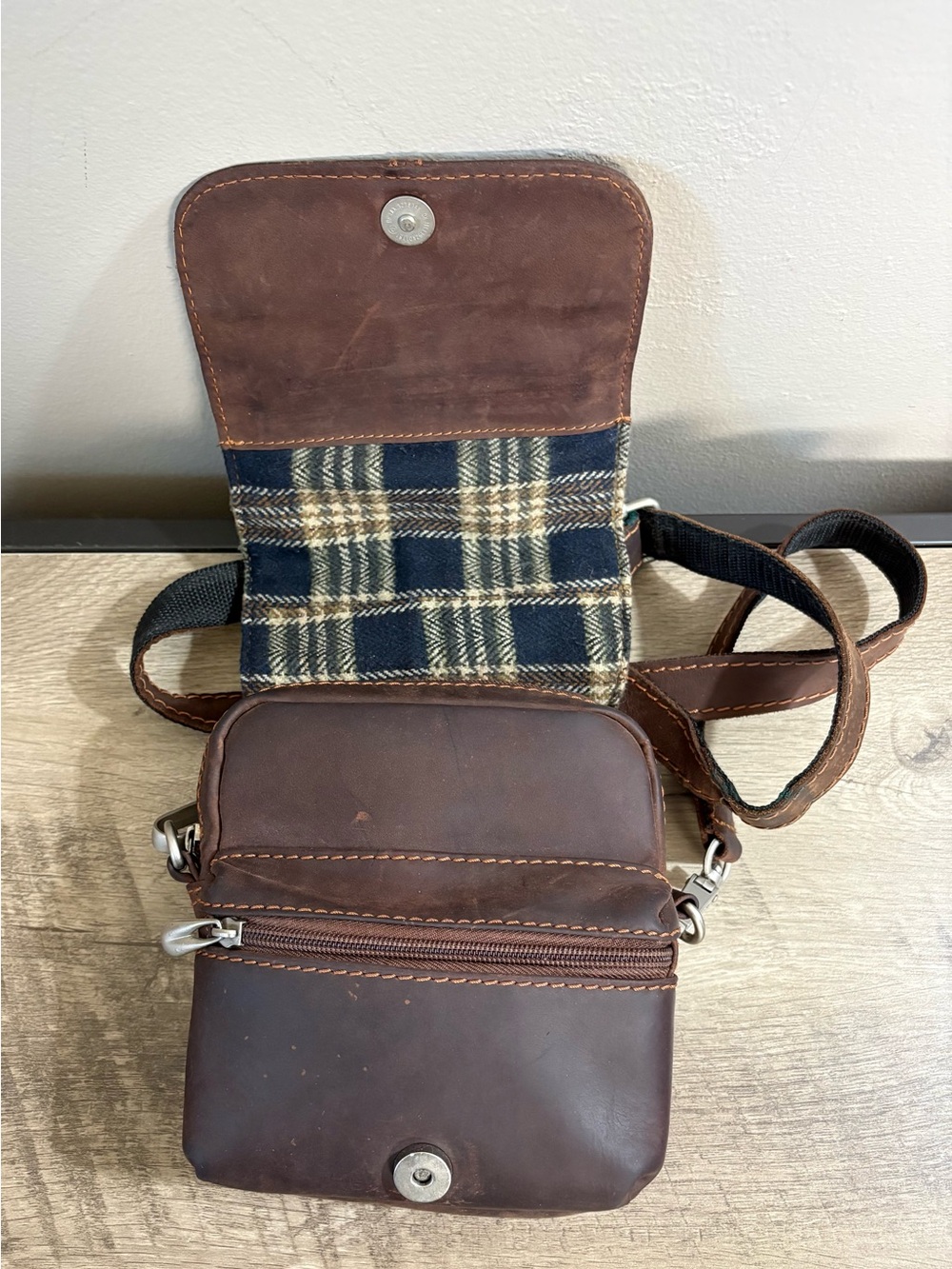 GF GIANI FRANCO Brown OILED LEATHER Cross Body BAG Festival PURSE - Picture 5 of 8